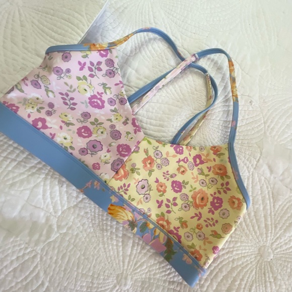 LoveShackFancy X Bandier Floral Print Activewear Strappy Sports Bra - Picture 4 of 6